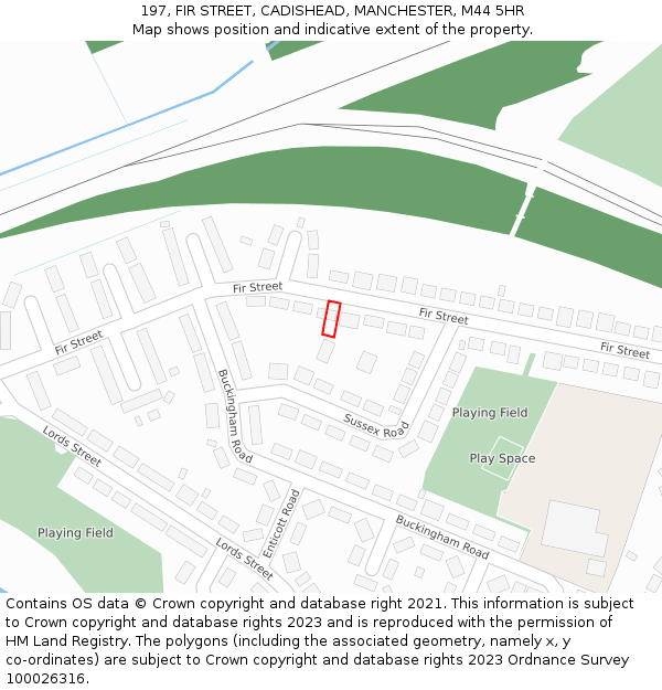 197, FIR STREET, CADISHEAD, MANCHESTER, M44 5HR: Location map and indicative extent of plot