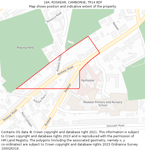 19A, ROSKEAR, CAMBORNE, TR14 8DF: Location map and indicative extent of plot