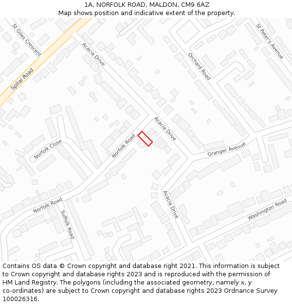 1A, NORFOLK ROAD, MALDON, CM9 6AZ: Location map and indicative extent of plot