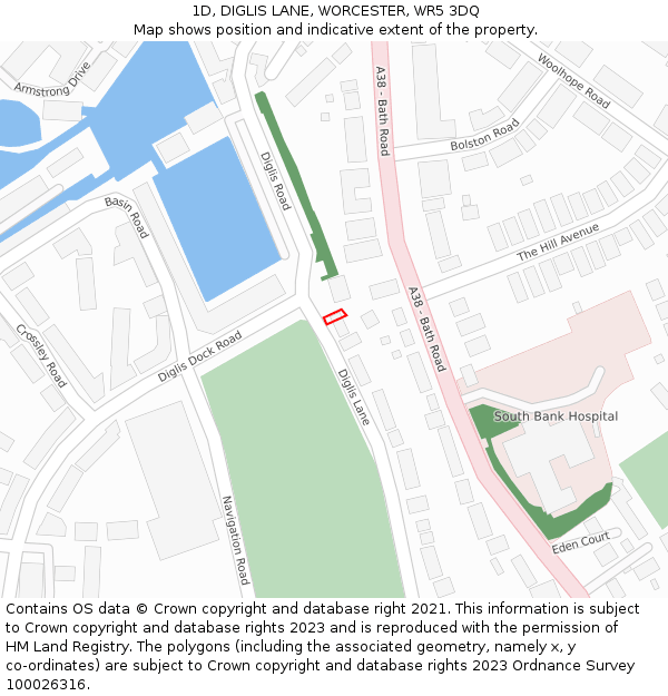 1D, DIGLIS LANE, WORCESTER, WR5 3DQ: Location map and indicative extent of plot