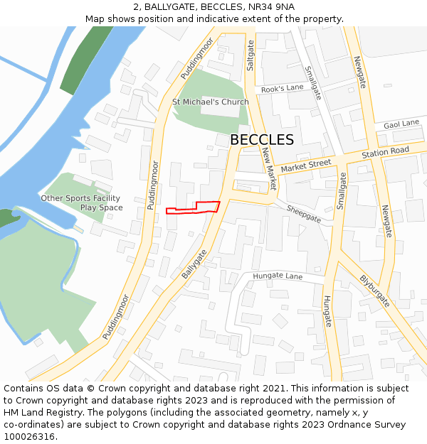 2, BALLYGATE, BECCLES, NR34 9NA: Location map and indicative extent of plot
