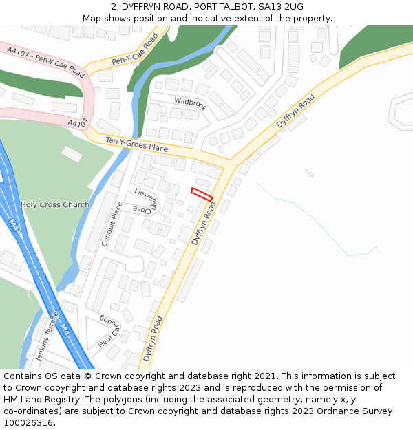 2, DYFFRYN ROAD, PORT TALBOT, SA13 2UG: Location map and indicative extent of plot
