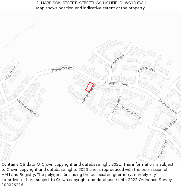 2, HARRISON STREET, STREETHAY, LICHFIELD, WS13 8WH: Location map and indicative extent of plot