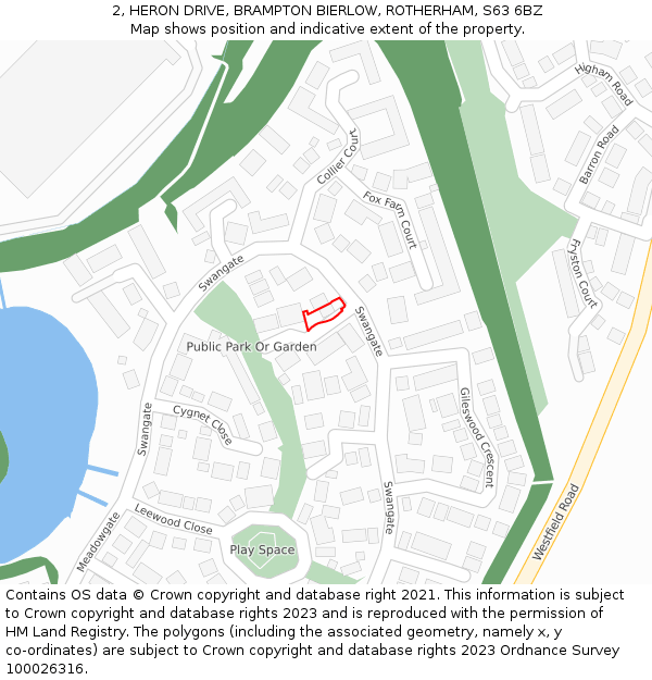 2, HERON DRIVE, BRAMPTON BIERLOW, ROTHERHAM, S63 6BZ: Location map and indicative extent of plot