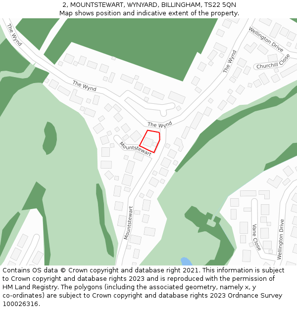 2, MOUNTSTEWART, WYNYARD, BILLINGHAM, TS22 5QN: Location map and indicative extent of plot