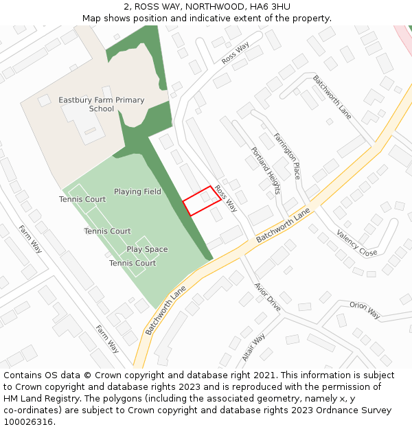 2, ROSS WAY, NORTHWOOD, HA6 3HU: Location map and indicative extent of plot
