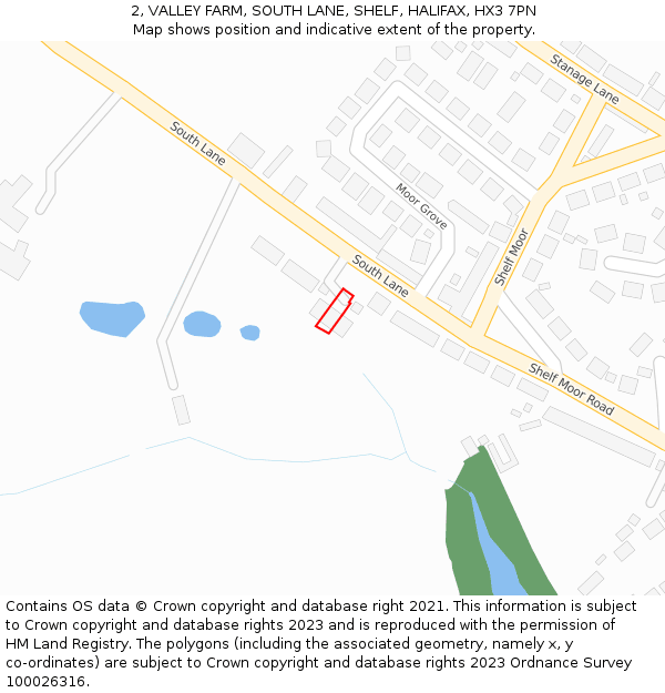 2, VALLEY FARM, SOUTH LANE, SHELF, HALIFAX, HX3 7PN: Location map and indicative extent of plot