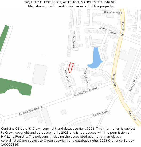 20, FIELD HURST CROFT, ATHERTON, MANCHESTER, M46 0TY: Location map and indicative extent of plot