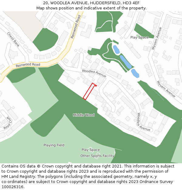 20, WOODLEA AVENUE, HUDDERSFIELD, HD3 4EF: Location map and indicative extent of plot