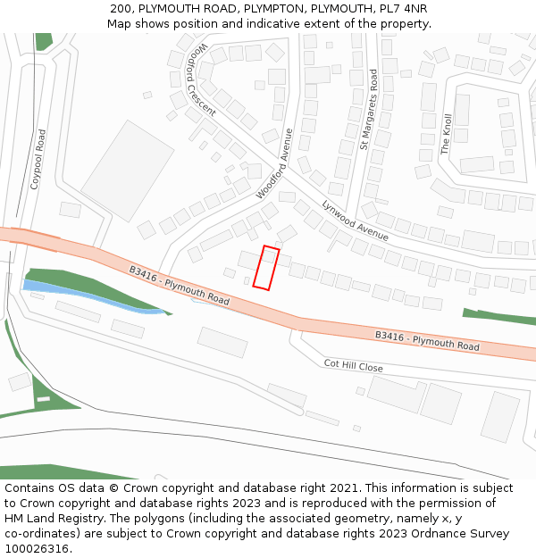 200, PLYMOUTH ROAD, PLYMPTON, PLYMOUTH, PL7 4NR: Location map and indicative extent of plot