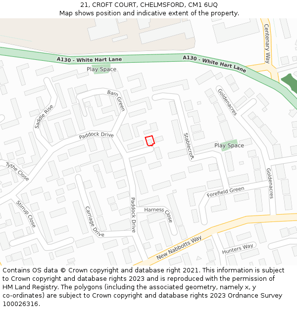 21, CROFT COURT, CHELMSFORD, CM1 6UQ: Location map and indicative extent of plot