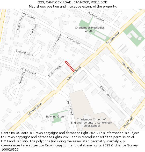 223, CANNOCK ROAD, CANNOCK, WS11 5DD: Location map and indicative extent of plot
