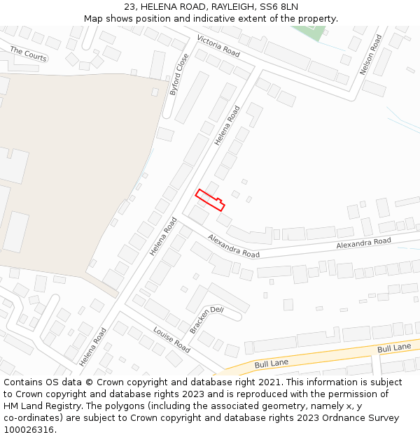 23, HELENA ROAD, RAYLEIGH, SS6 8LN: Location map and indicative extent of plot
