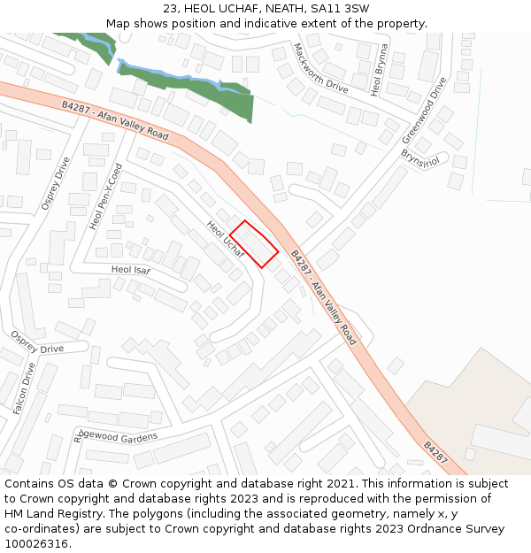 23, HEOL UCHAF, NEATH, SA11 3SW: Location map and indicative extent of plot