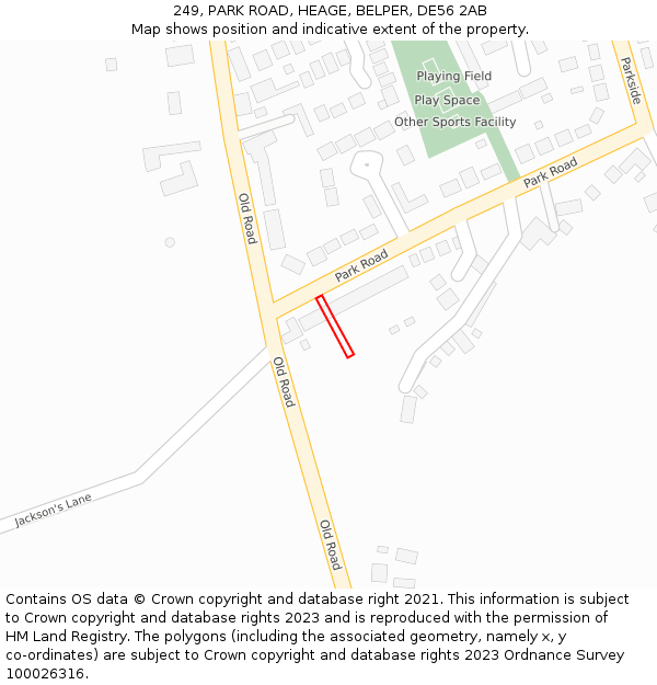 249, PARK ROAD, HEAGE, BELPER, DE56 2AB: Location map and indicative extent of plot