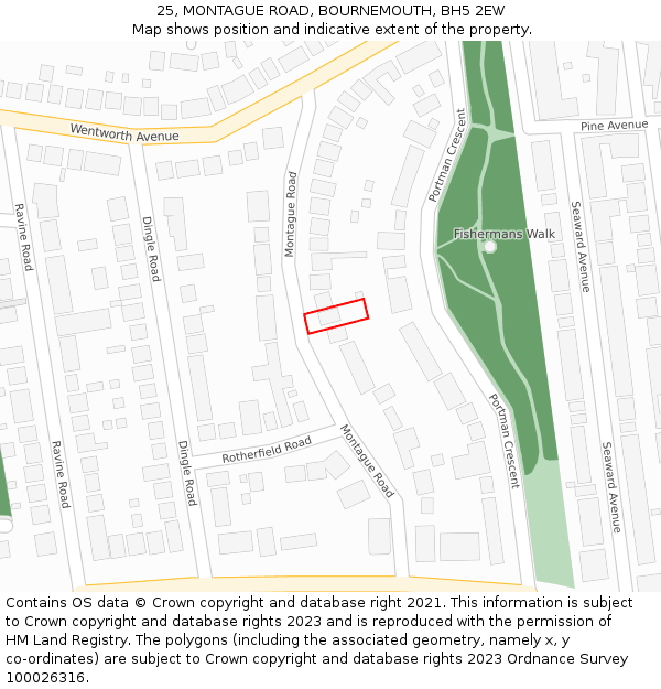 25, MONTAGUE ROAD, BOURNEMOUTH, BH5 2EW: Location map and indicative extent of plot