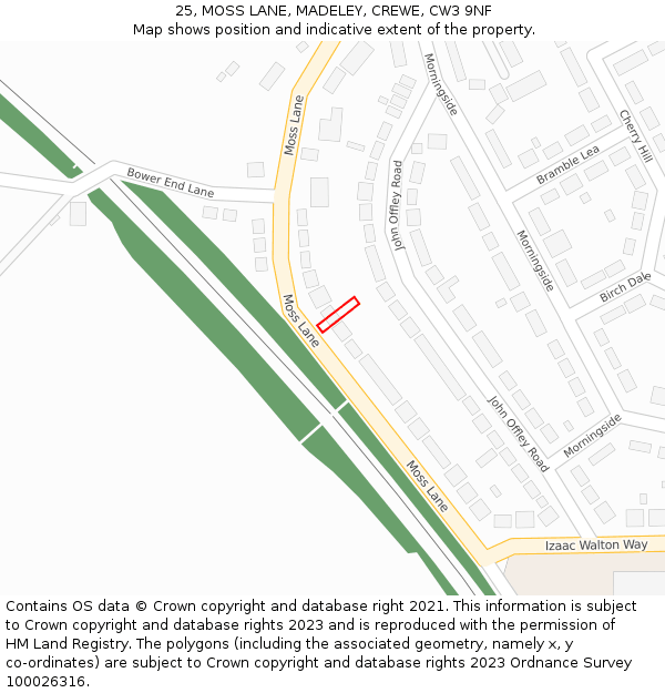 25, MOSS LANE, MADELEY, CREWE, CW3 9NF: Location map and indicative extent of plot