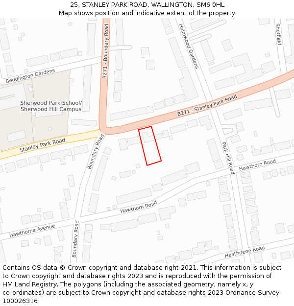 25, STANLEY PARK ROAD, WALLINGTON, SM6 0HL: Location map and indicative extent of plot