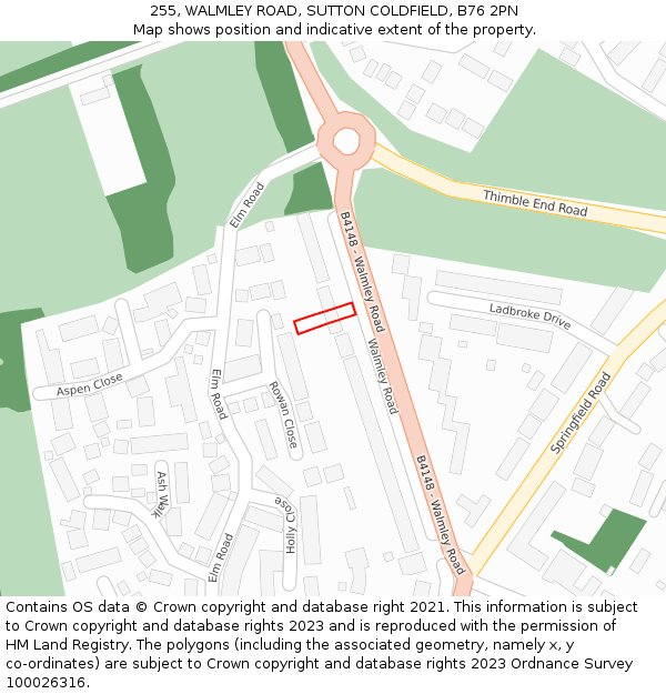 255, WALMLEY ROAD, SUTTON COLDFIELD, B76 2PN: Location map and indicative extent of plot
