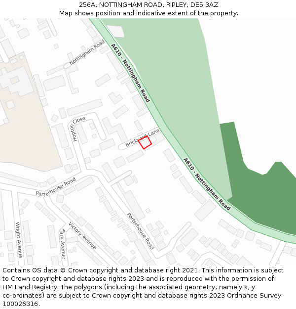 256A, NOTTINGHAM ROAD, RIPLEY, DE5 3AZ: Location map and indicative extent of plot