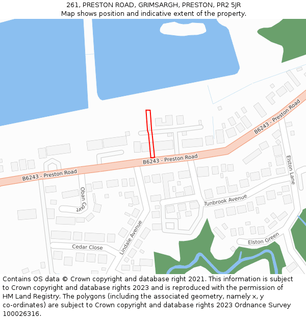 261, PRESTON ROAD, GRIMSARGH, PRESTON, PR2 5JR: Location map and indicative extent of plot
