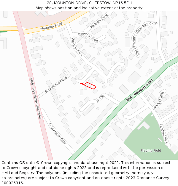 28, MOUNTON DRIVE, CHEPSTOW, NP16 5EH: Location map and indicative extent of plot