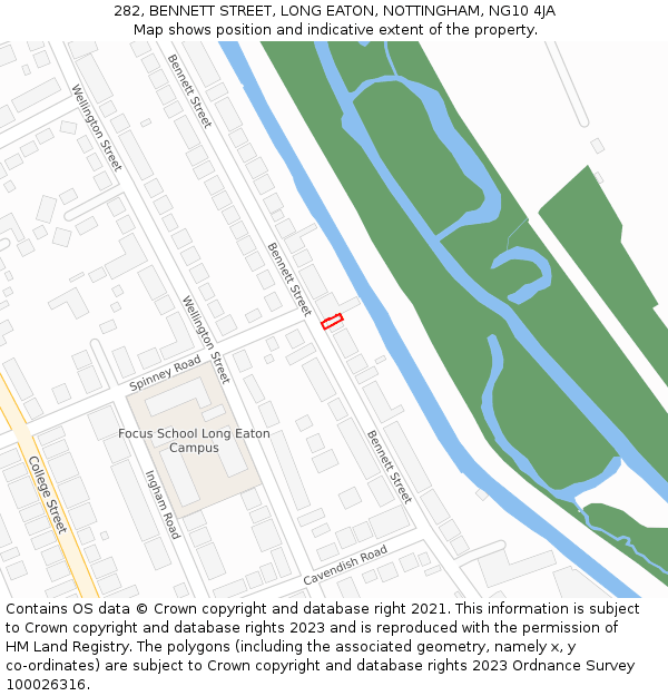 282, BENNETT STREET, LONG EATON, NOTTINGHAM, NG10 4JA: Location map and indicative extent of plot