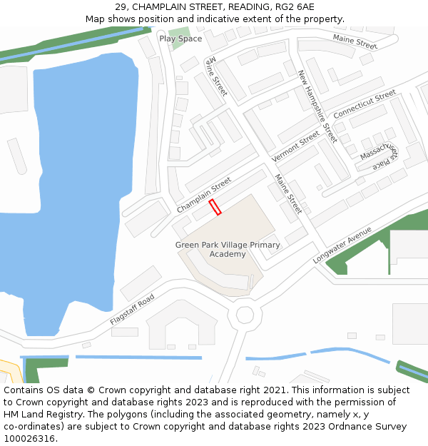 29, CHAMPLAIN STREET, READING, RG2 6AE: Location map and indicative extent of plot
