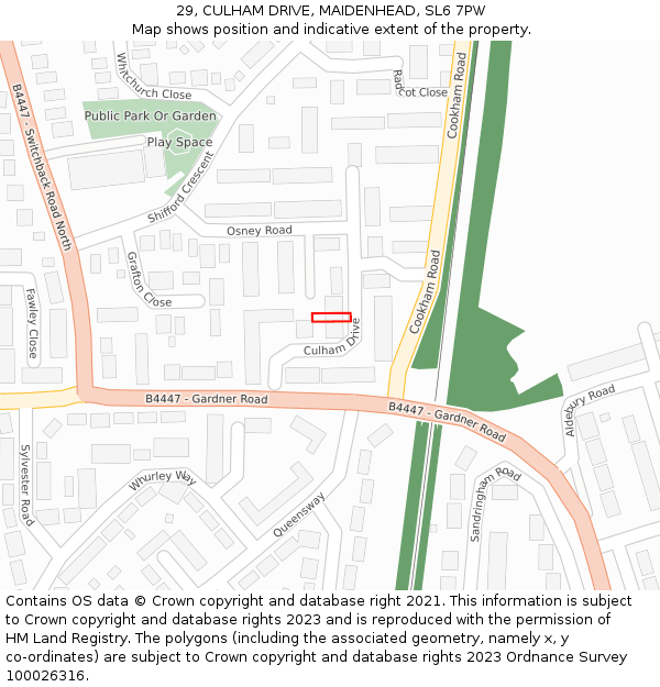 29, CULHAM DRIVE, MAIDENHEAD, SL6 7PW: Location map and indicative extent of plot