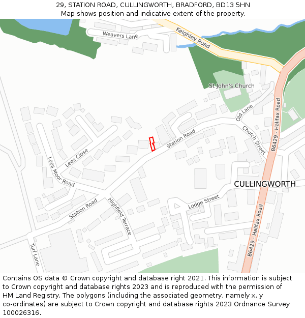 29, STATION ROAD, CULLINGWORTH, BRADFORD, BD13 5HN: Location map and indicative extent of plot