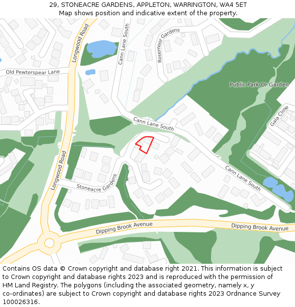 29, STONEACRE GARDENS, APPLETON, WARRINGTON, WA4 5ET: Location map and indicative extent of plot