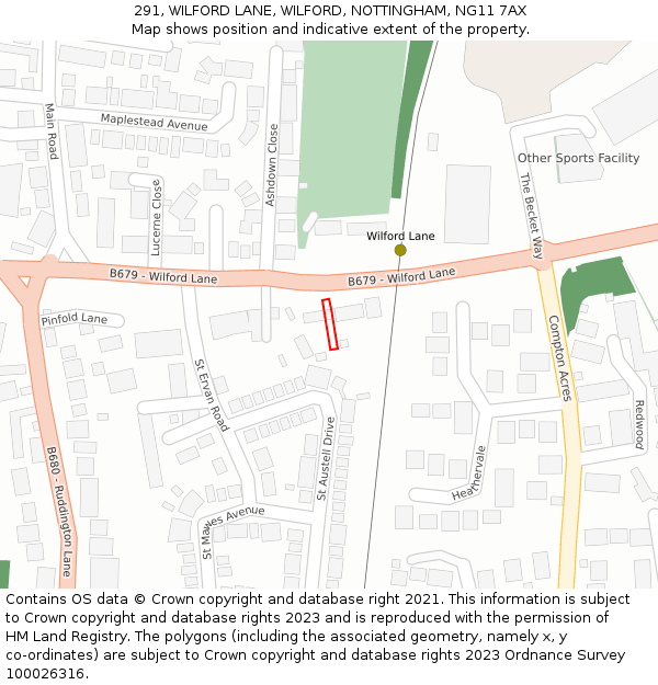 291, WILFORD LANE, WILFORD, NOTTINGHAM, NG11 7AX: Location map and indicative extent of plot