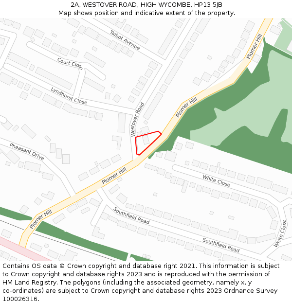 2A, WESTOVER ROAD, HIGH WYCOMBE, HP13 5JB: Location map and indicative extent of plot