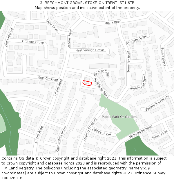 3, BEECHMONT GROVE, STOKE-ON-TRENT, ST1 6TR: Location map and indicative extent of plot