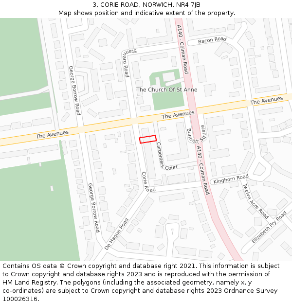 3, CORIE ROAD, NORWICH, NR4 7JB: Location map and indicative extent of plot