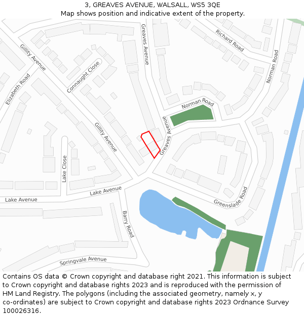3, GREAVES AVENUE, WALSALL, WS5 3QE: Location map and indicative extent of plot