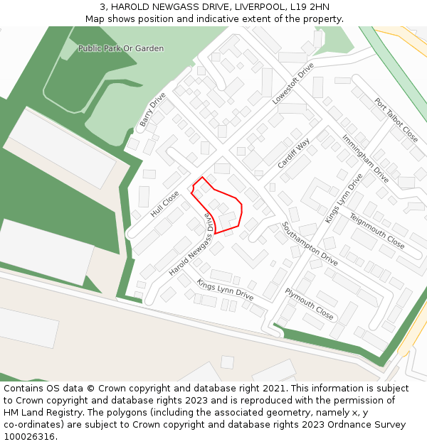 3, HAROLD NEWGASS DRIVE, LIVERPOOL, L19 2HN: Location map and indicative extent of plot