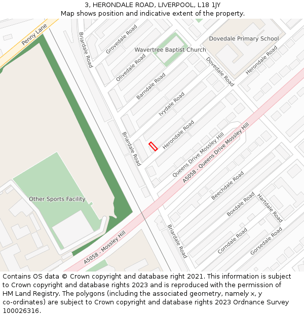3, HERONDALE ROAD, LIVERPOOL, L18 1JY: Location map and indicative extent of plot