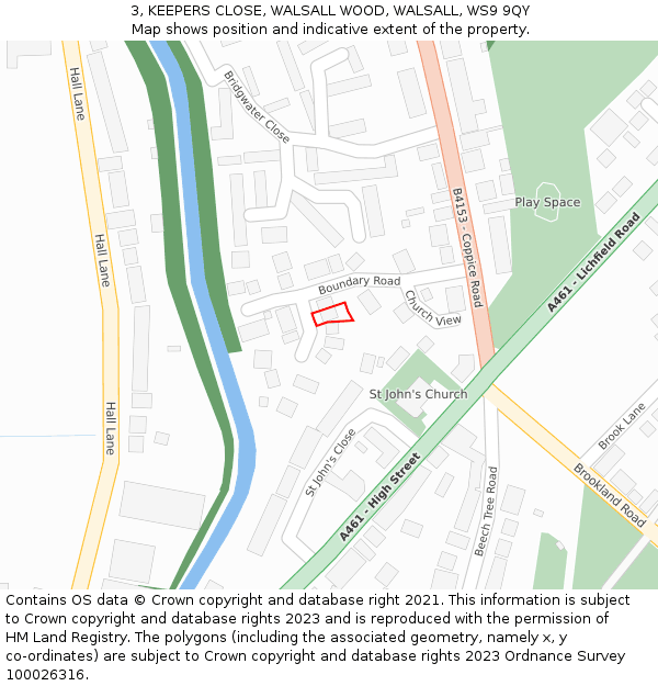 3, KEEPERS CLOSE, WALSALL WOOD, WALSALL, WS9 9QY: Location map and indicative extent of plot