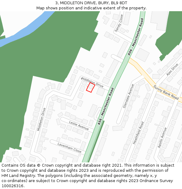 3, MIDDLETON DRIVE, BURY, BL9 8DT: Location map and indicative extent of plot