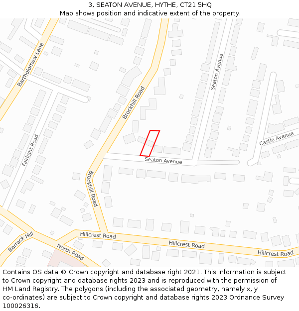 3, SEATON AVENUE, HYTHE, CT21 5HQ: Location map and indicative extent of plot