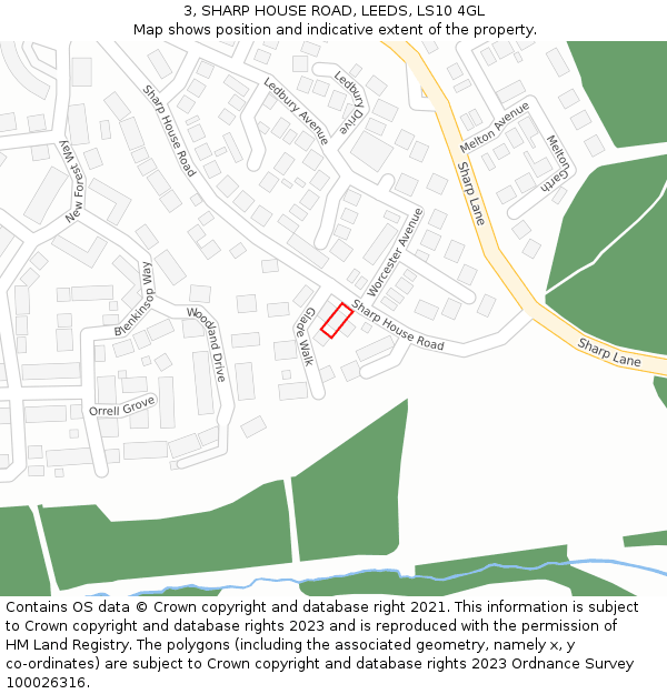 3, SHARP HOUSE ROAD, LEEDS, LS10 4GL: Location map and indicative extent of plot