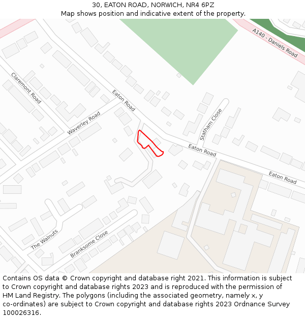 30, EATON ROAD, NORWICH, NR4 6PZ: Location map and indicative extent of plot