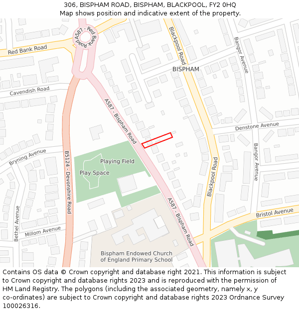 306, BISPHAM ROAD, BISPHAM, BLACKPOOL, FY2 0HQ: Location map and indicative extent of plot