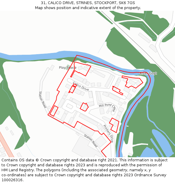 31, CALICO DRIVE, STRINES, STOCKPORT, SK6 7GS: Location map and indicative extent of plot