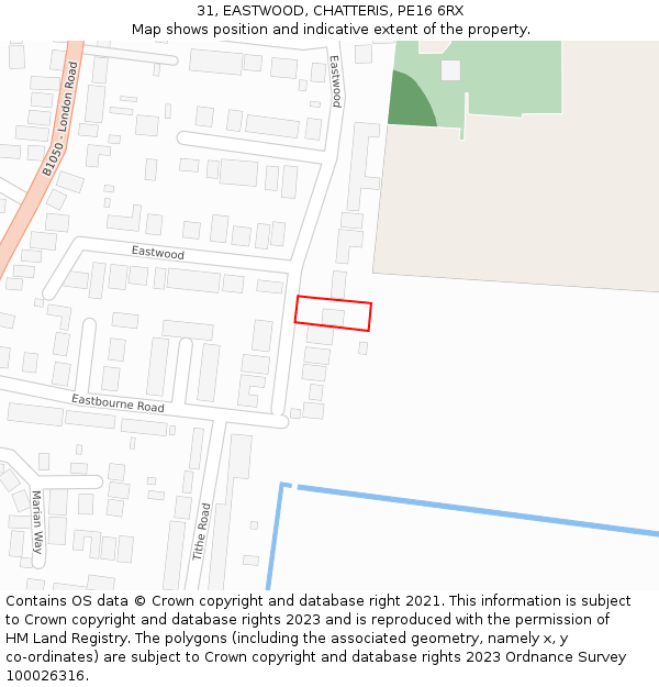31, EASTWOOD, CHATTERIS, PE16 6RX: Location map and indicative extent of plot