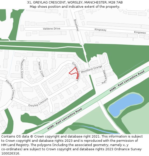 31, GREYLAG CRESCENT, WORSLEY, MANCHESTER, M28 7AB: Location map and indicative extent of plot