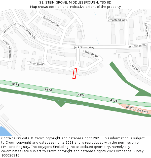 31, STEIN GROVE, MIDDLESBROUGH, TS5 8DJ: Location map and indicative extent of plot