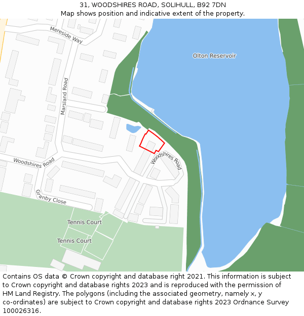 31, WOODSHIRES ROAD, SOLIHULL, B92 7DN: Location map and indicative extent of plot