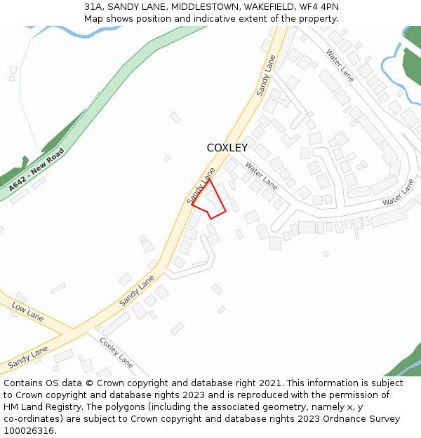 31A, SANDY LANE, MIDDLESTOWN, WAKEFIELD, WF4 4PN: Location map and indicative extent of plot